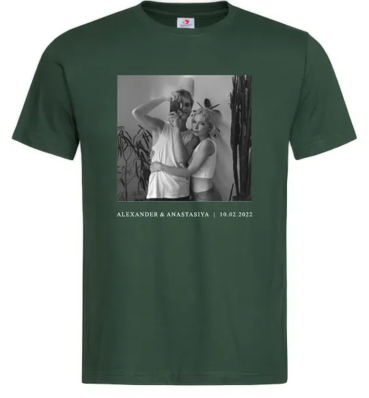 Чоловіча футболка Фото з підписом та датою Темно-зелений фото