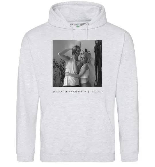 Женская толстовка (худи) Фото з підписом та датою Серый меланж фото