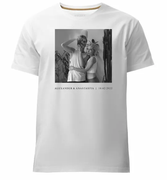 Чоловіча преміум футболка Фото з підписом та датою Білий фото