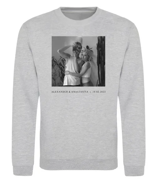 Світшот Фото з підписом та датою Сірий меланж фото