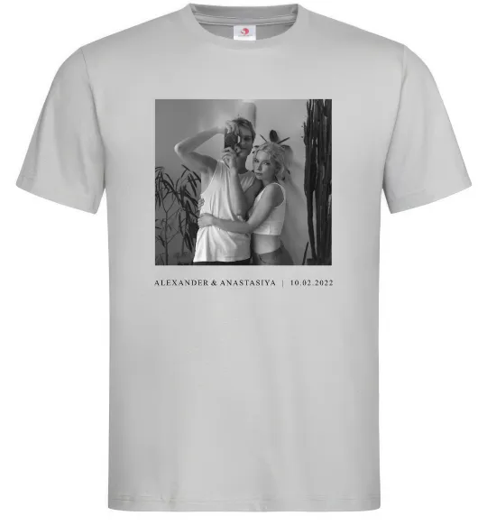 Чоловіча футболка Фото з підписом та датою Сірий фото