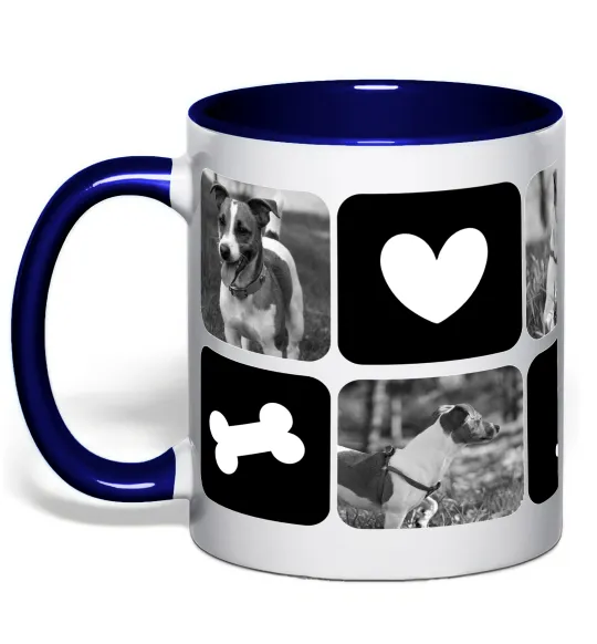 Чашка с цветной ручкой Фото тварин з символами Глубокий темно-синий фото