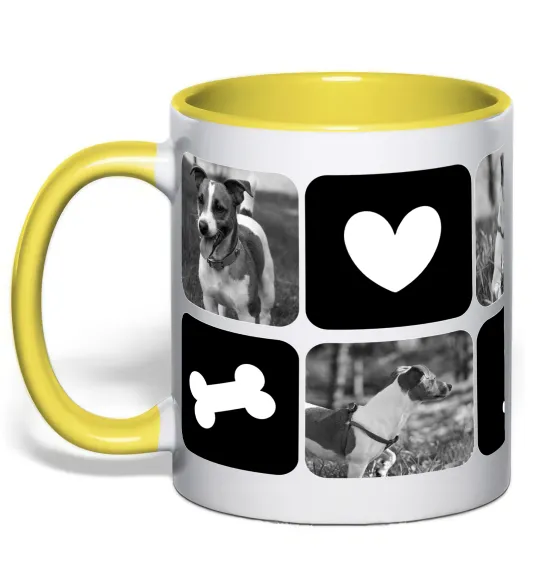 Чашка с цветной ручкой Фото тварин з символами Лимонный фото