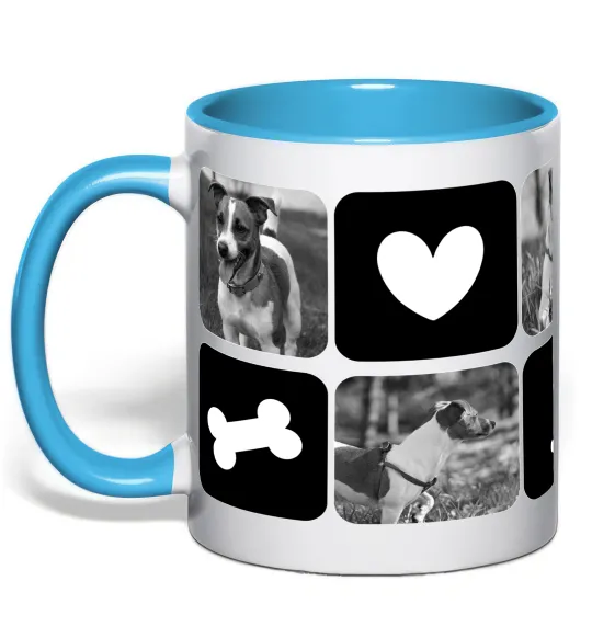 Чашка с цветной ручкой Фото тварин з символами Голубой фото