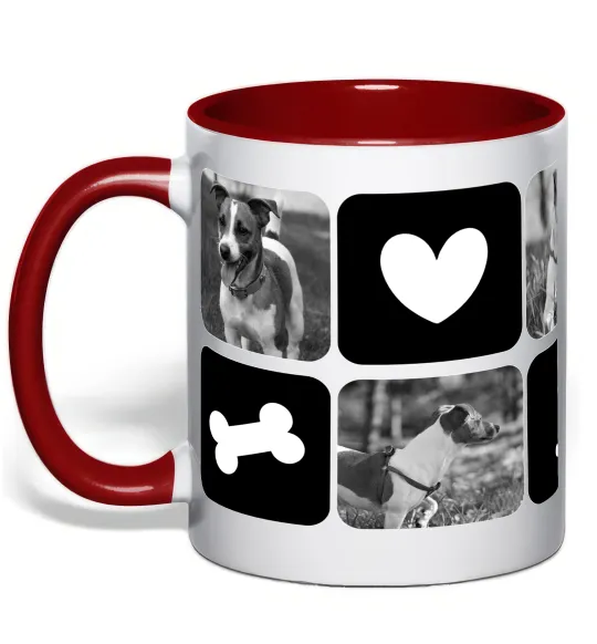 Чашка с цветной ручкой Фото тварин з символами Красный фото