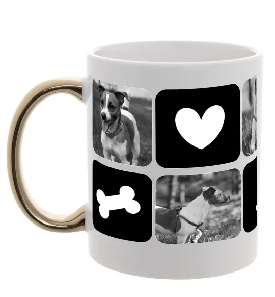 Чашка с цветной ручкой Фото тварин з символами Золото фото