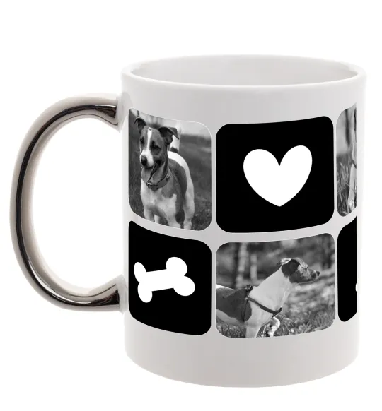 Чашка с цветной ручкой Фото тварин з символами Серебро фото