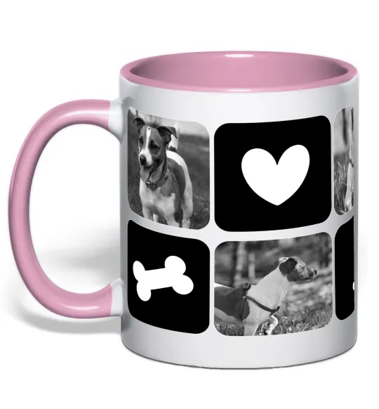 Чашка с цветной ручкой Фото тварин з символами Нежно розовый фото