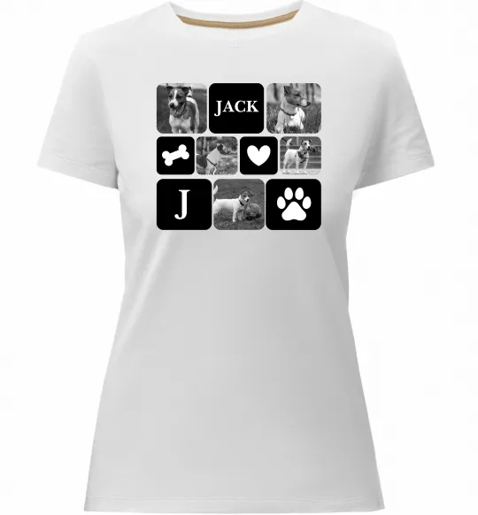 Женская премиум футболка Фото тварин з символами Белый фото