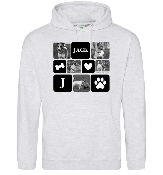 Чоловіча толстовка (худі) Фото тварин з символами Сірий меланж фото