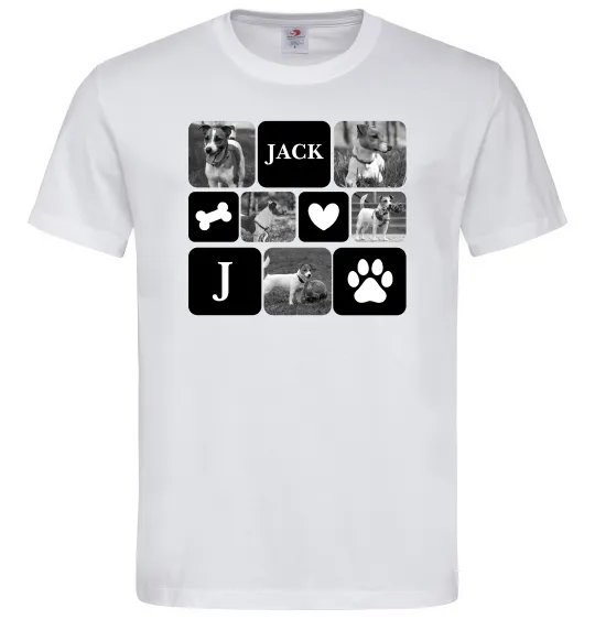 Чоловіча футболка Фото тварин з символами Білий фото