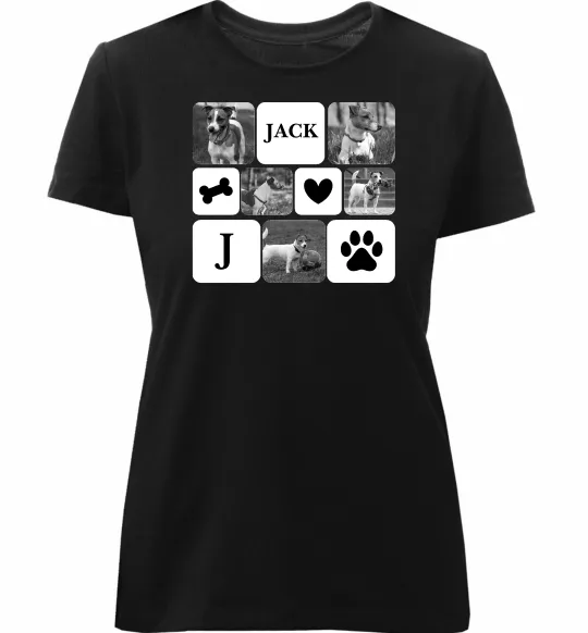 Женская премиум футболка Фото тварин з символами Черный фото