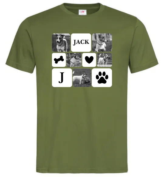 Чоловіча футболка Фото тварин з символами Оливковий фото