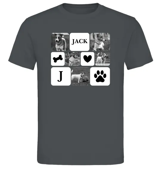 Чоловіча футболка Фото тварин з символами Графіт фото