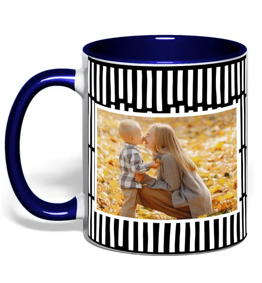 Чашка с цветной ручкой Фото з рамкою Глубокий темно-синий фото