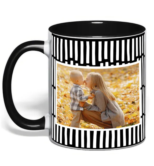 Чашка с цветной ручкой Фото з рамкою Черный фото