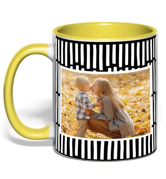 Чашка с цветной ручкой Фото з рамкою Лимонный фото