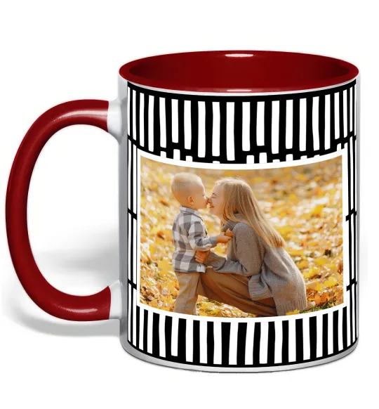 Чашка с цветной ручкой Фото з рамкою Красный фото