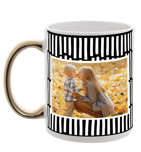 Чашка с цветной ручкой Фото з рамкою Золото фото