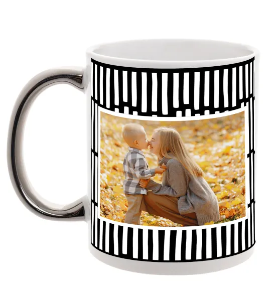 Чашка с цветной ручкой Фото з рамкою Серебро фото