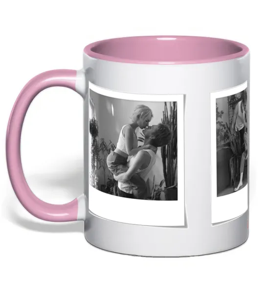 Чашка с цветной ручкой Фото в рамці полароїд Нежно розовый фото