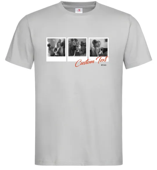 Чоловіча футболка Фото в рамці полароїд Сірий фото