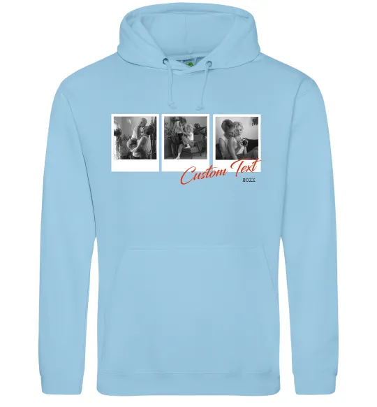 Жіноча толстовка (худі) Фото в рамці полароїд Блакитний фото