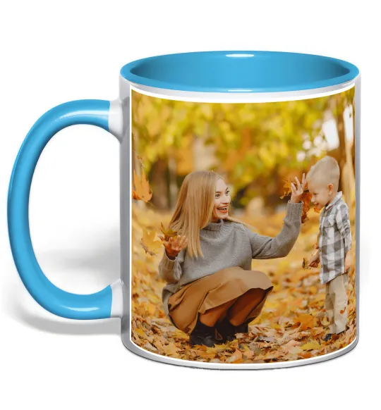 Чашка с цветной ручкой 5 фото Голубой фото