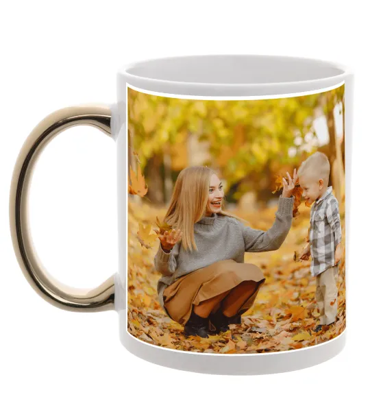 Чашка с цветной ручкой 5 фото Золото фото