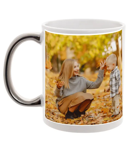 Чашка с цветной ручкой 5 фото Серебро фото