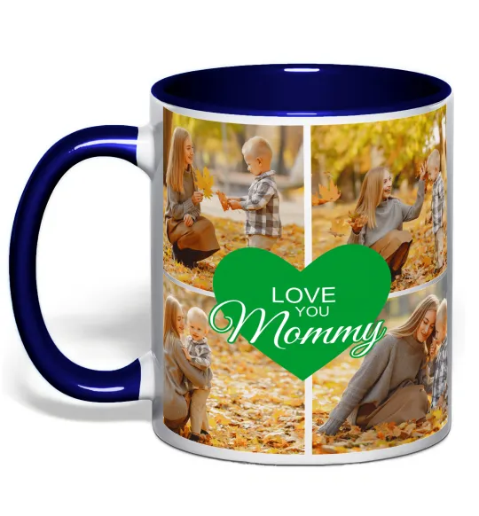 Чашка с цветной ручкой Love you 8 фото Глубокий темно-синий фото