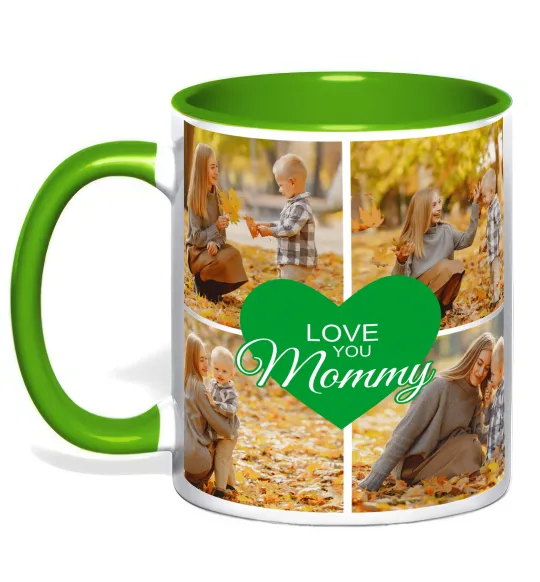 Чашка с цветной ручкой Love you 8 фото Лаймовый фото