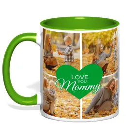 Чашка с цветной ручкой Love you 8 фото Лаймовый фото