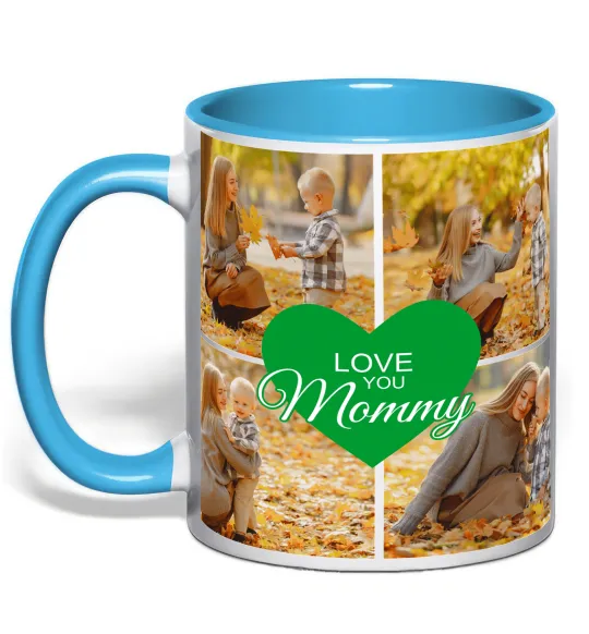 Чашка с цветной ручкой Love you 8 фото Голубой фото