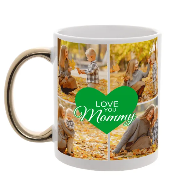 Чашка с цветной ручкой Love you 8 фото Золото фото