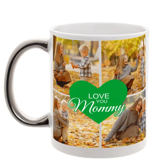 Чашка с цветной ручкой Love you 8 фото Серебро фото