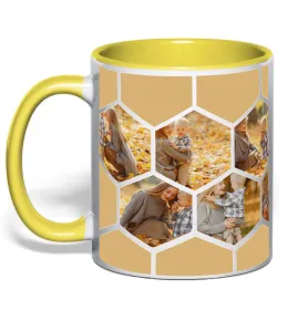 Чашка с цветной ручкой Фото в сотах Лимонный фото