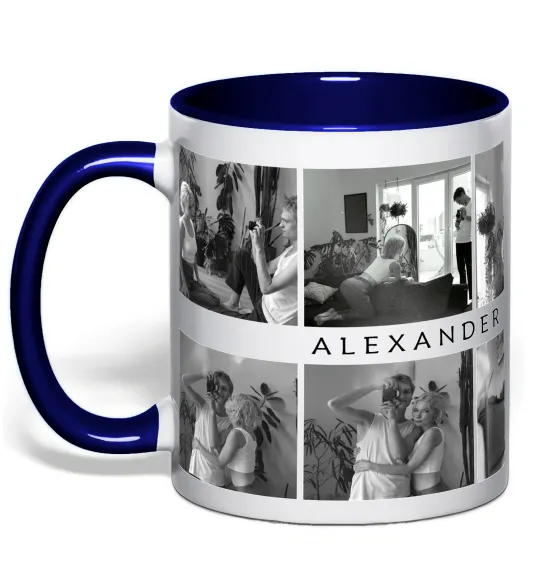 Чашка с цветной ручкой Фото 2 ряди custom Глубокий темно-синий фото