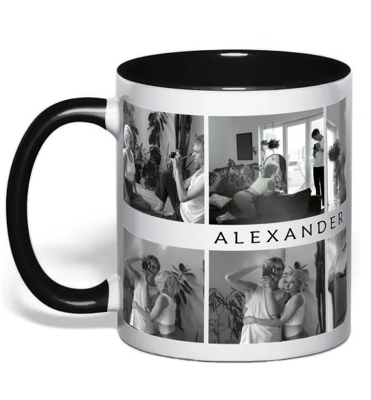 Чашка с цветной ручкой Фото 2 ряди custom Черный фото