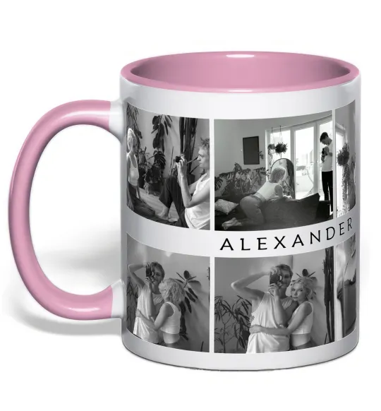 Чашка с цветной ручкой Фото 2 ряди custom Нежно розовый фото