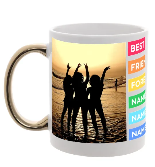 Чашка с цветной ручкой Best friends forever з іменами Золото фото