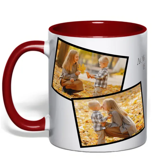 Чашка с цветной ручкой 4 фото з написом Красный фото