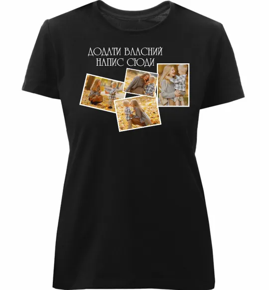 Жіноча преміум футболка 4 фото з написом Чорний фото