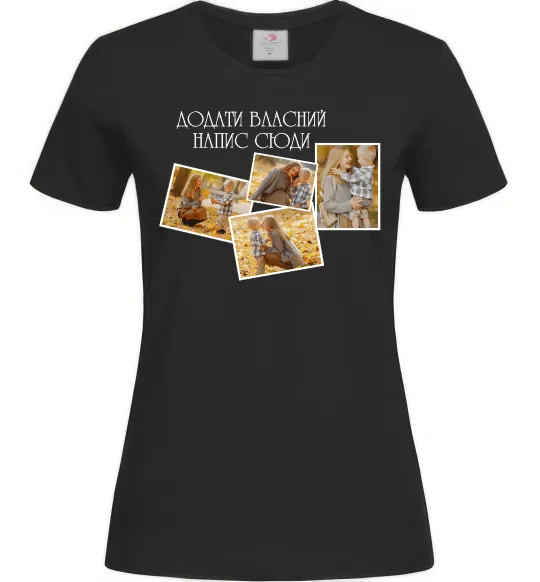 Женская футболка 4 фото з написом Черный фото