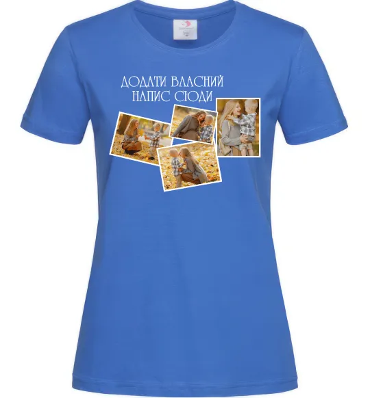 Женская футболка 4 фото з написом Ярко-синий фото