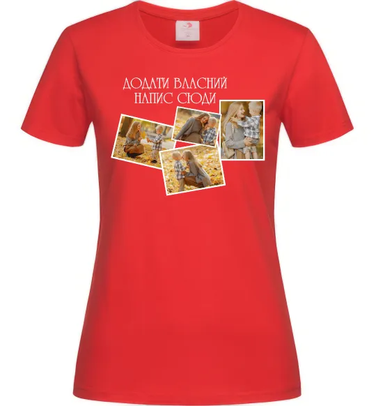 Женская футболка 4 фото з написом Красный фото