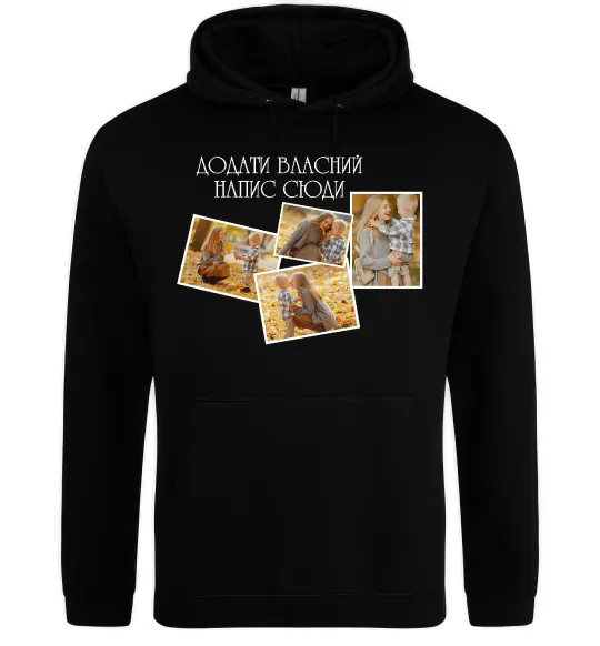Чоловіча толстовка (худі) 4 фото з написом Чорний фото