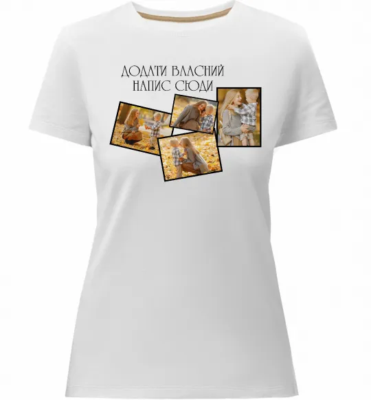 Жіноча преміум футболка 4 фото з написом Білий фото