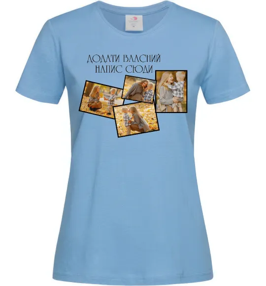 Женская футболка 4 фото з написом Голубой фото
