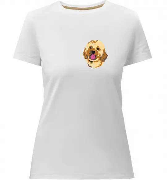 Жіноча преміум футболка Вишивка тварин по фото Білий фото